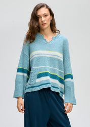 LD & Co Crop Stripe Jumper in Seafoam