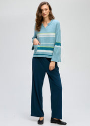 Crop Stripe Jumper- Seafoam