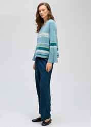 Crop Stripe Jumper- Seafoam