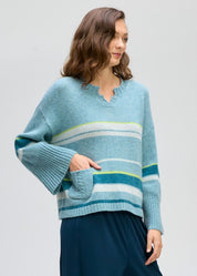 Crop Stripe Jumper- Seafoam