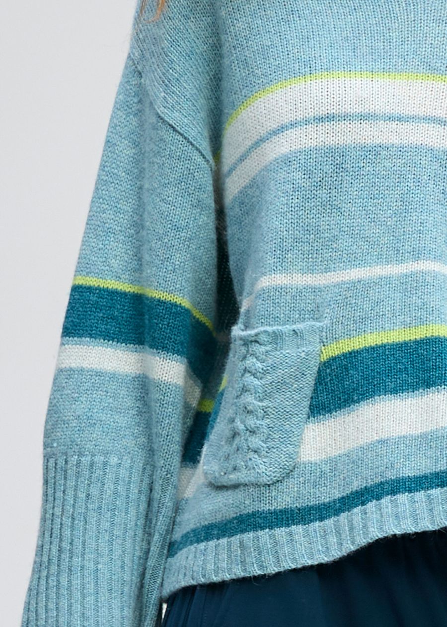 Crop Stripe Jumper- Seafoam