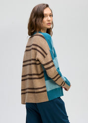 Groove Stripe Crew- Teal
