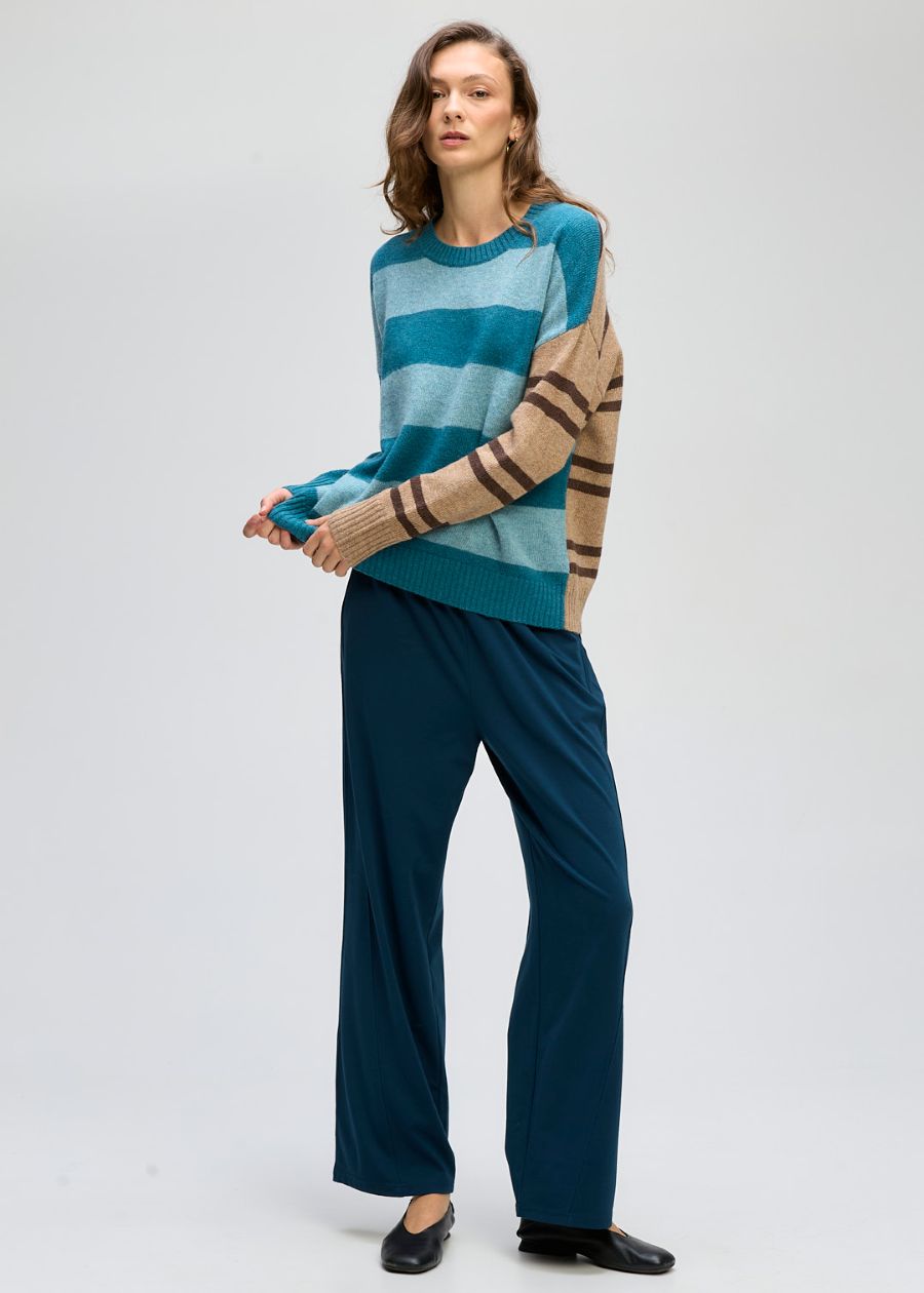 Groove Stripe Crew- Teal