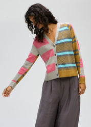 LD & Co Groove Stripe Lambswool Cardi in Marl