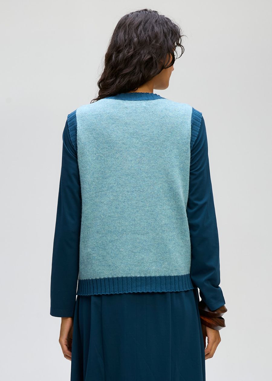 Pattern Vest- Seafoam