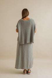 Ladder Shortsleeve Pullover- Thyme