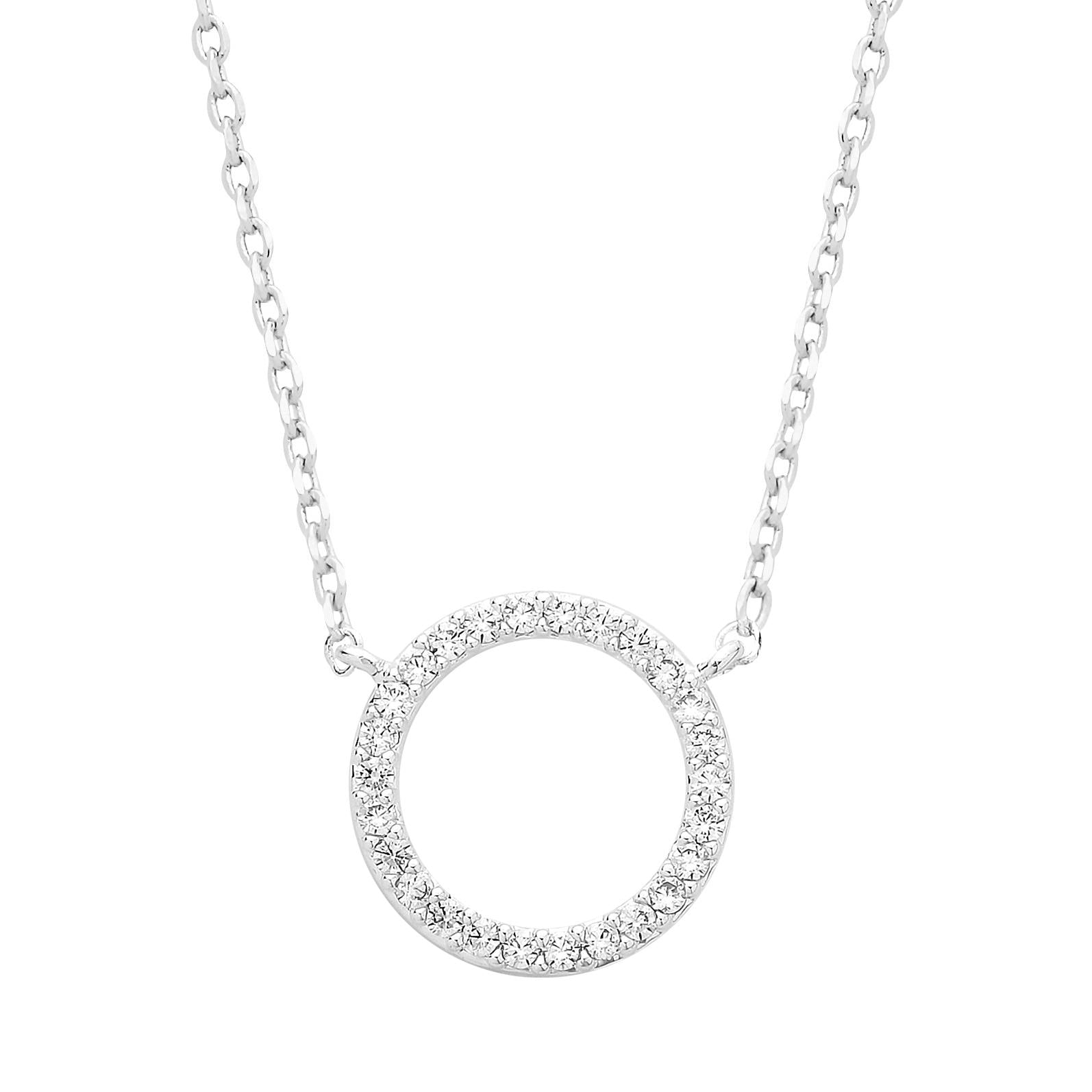 Estella Bartlett Large Pave Set Circle Necklace Silver