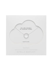 Large Pave Circle Necklace- Silver
