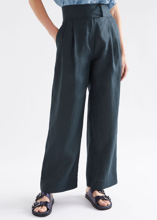 ELK Lejer Linen Pant in Navy