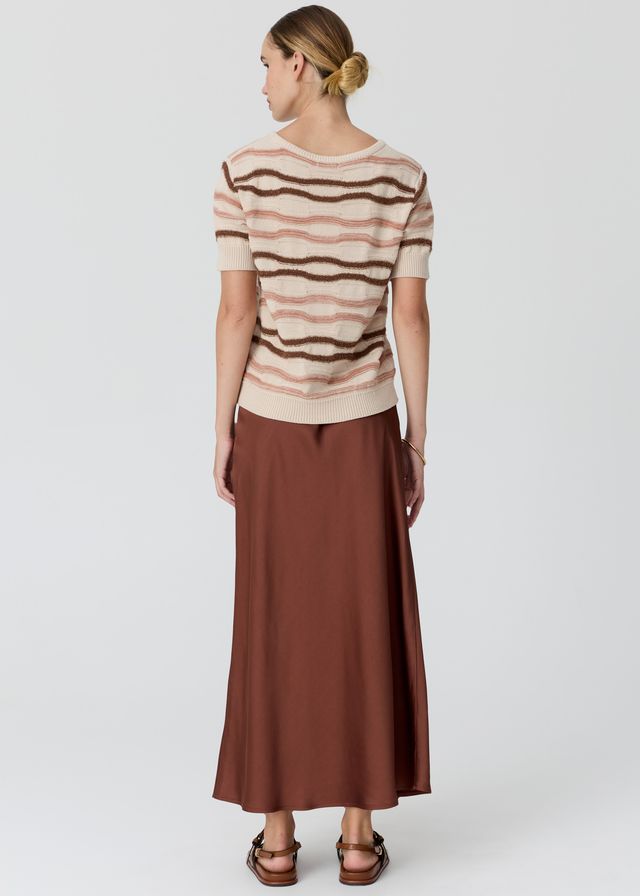 Liana Textured Tee-Pebble/Toffee