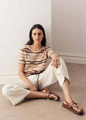 Liana Textured Tee-Pebble/Toffee