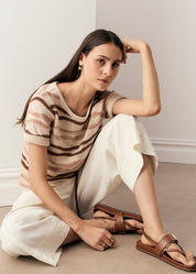 Liana Textured Tee-Pebble/Toffee