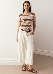 POL Liana Tee Textured Stripe in Pebble Pink & Toffee
