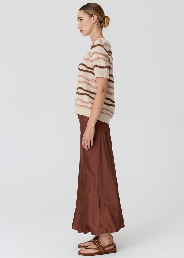 Liana Textured Tee-Pebble/Toffee