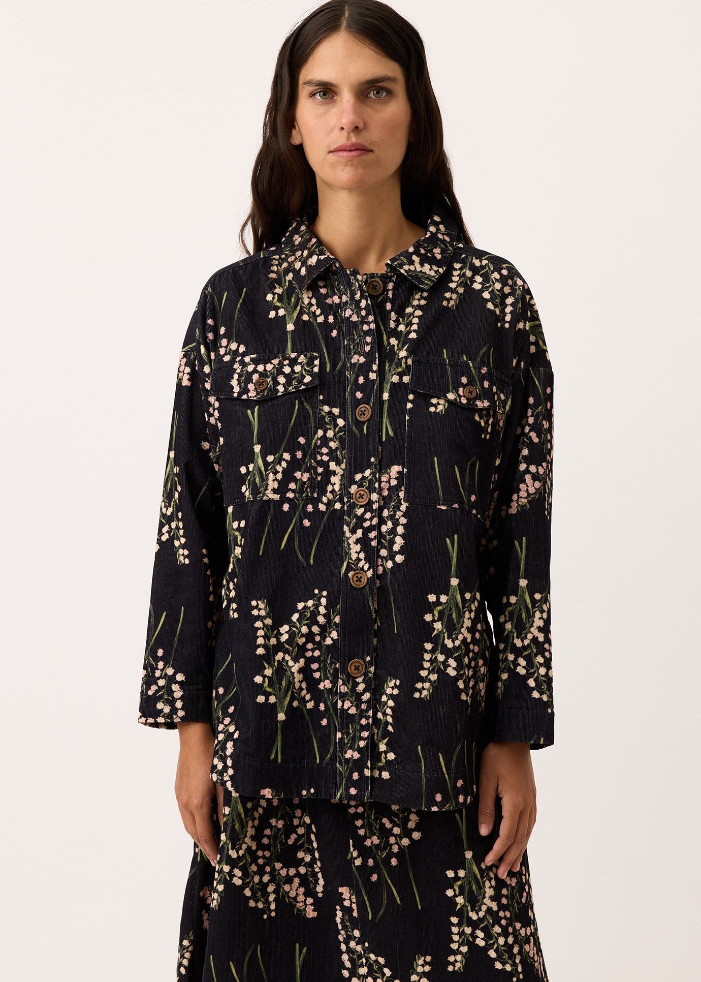 Nancybird Lisa Corduroy Shirt in Lily Print