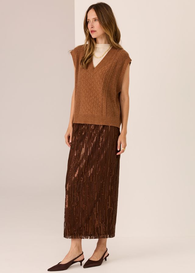 Loren Cable Vest- Toffee
