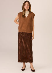 POL Loren Cable Vest in Toffee