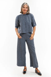 Loretta Top- Navy Pinstripe