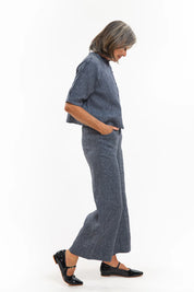 Loretta Top- Navy Pinstripe