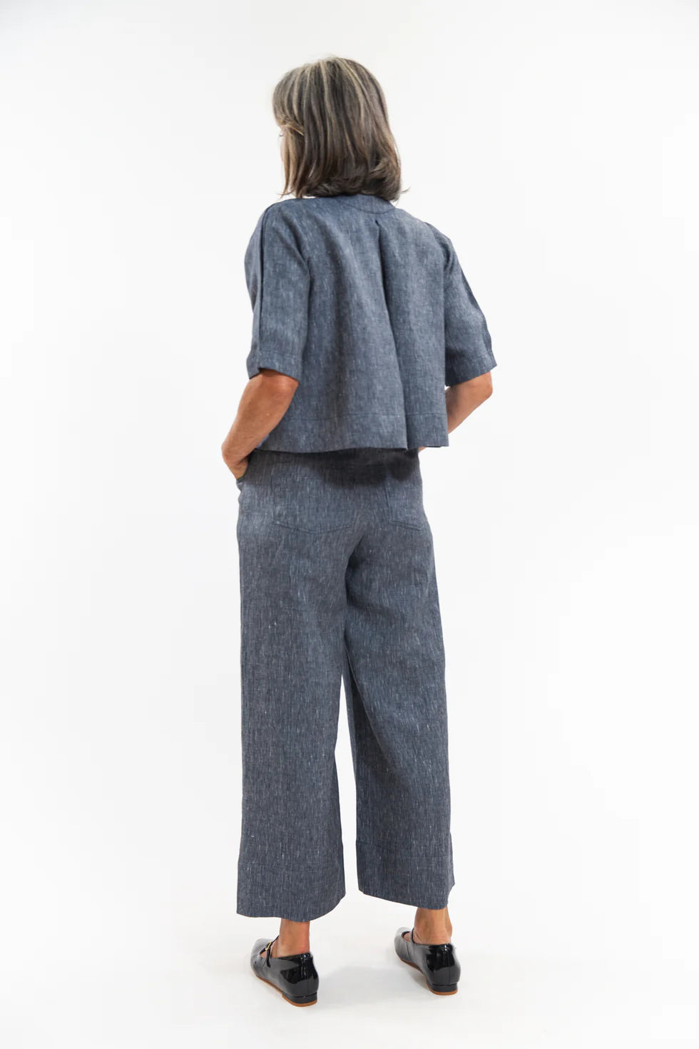 Loretta Top- Navy Pinstripe