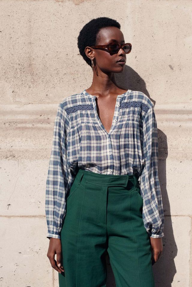 Louise Misha Jally Shirt in Blue Chilly Checks