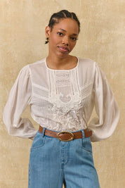 Louise Misha Leonide Blouse in Off White Cotton Voile