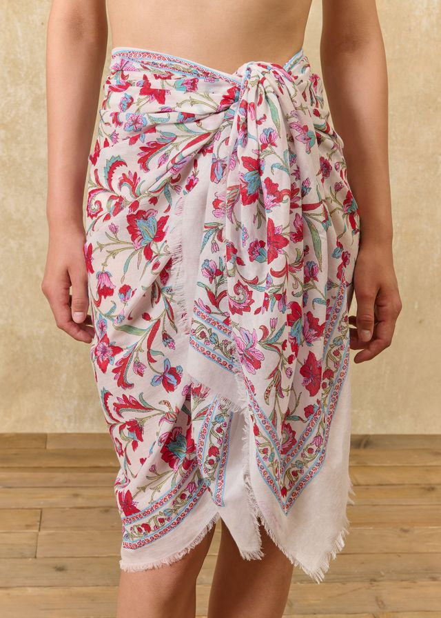 Louise Misha Playa Shawl in Cream Floral Haven