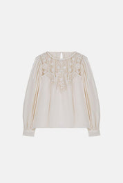 Riya Embroidered Blouse-Cream