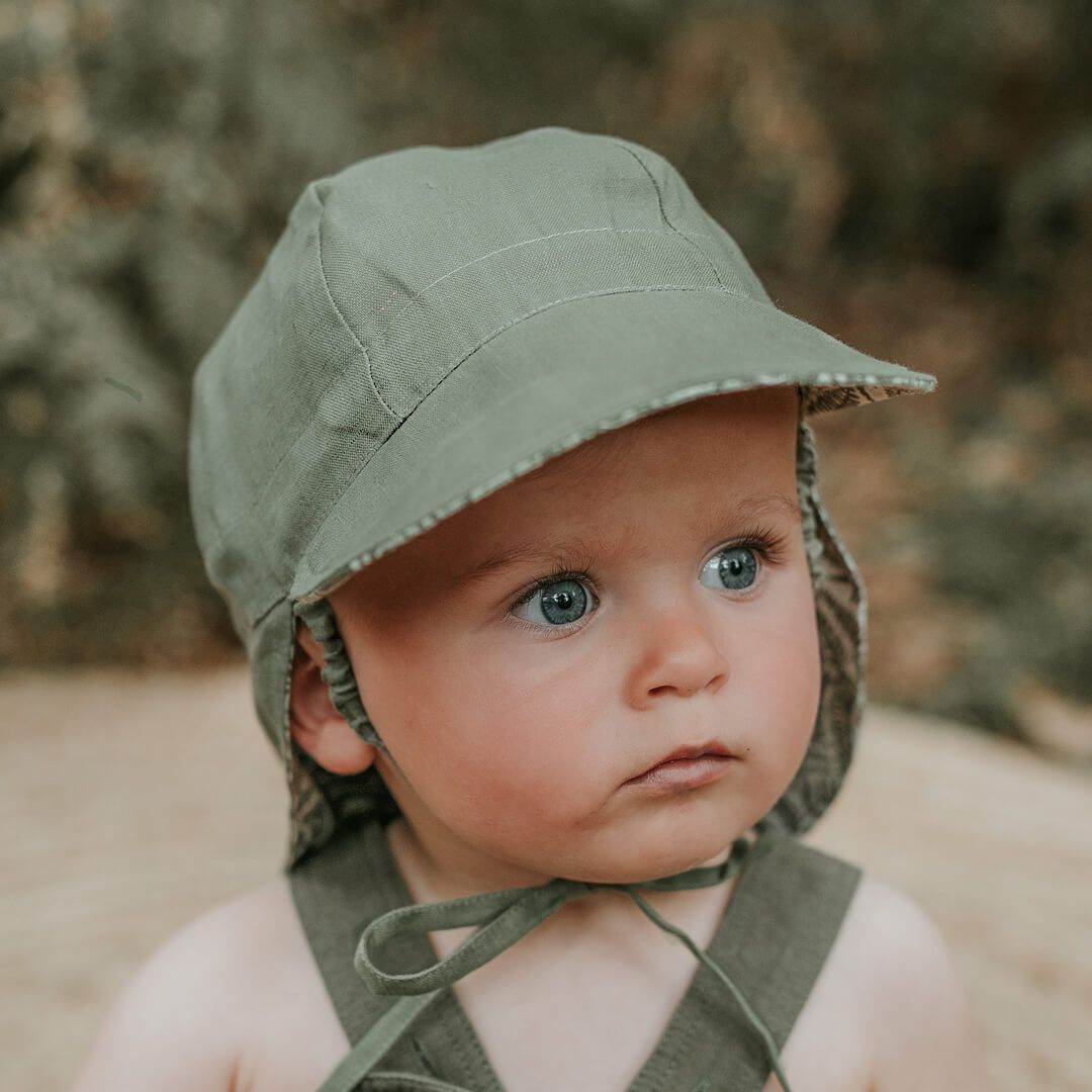 'Lounger' Reversible Flap Sun Hat- Fern
