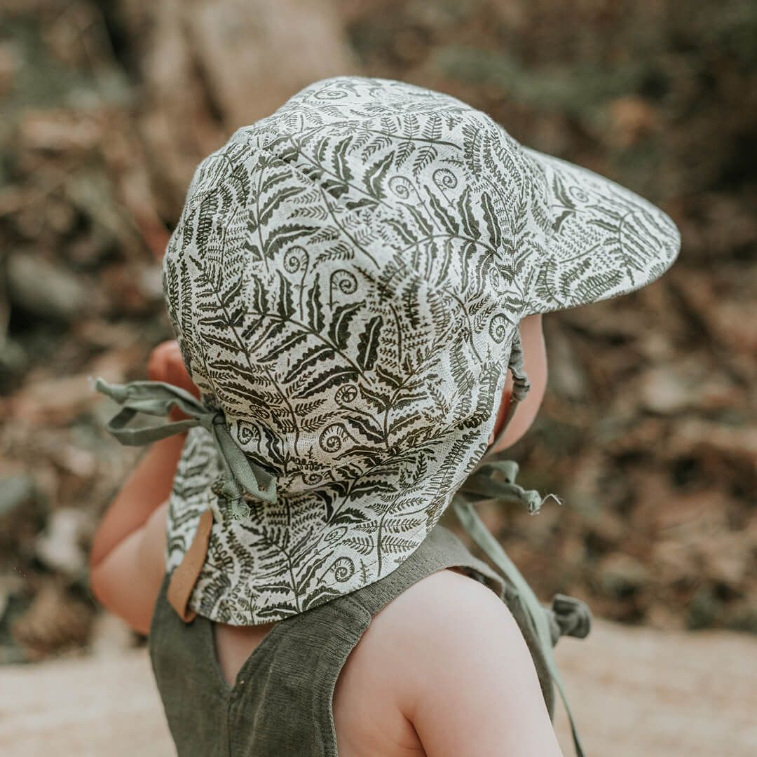'Lounger' Reversible Flap Sun Hat- Fern