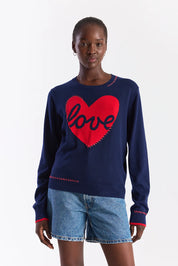WISPR Love Heart Stitch Crew in Navy