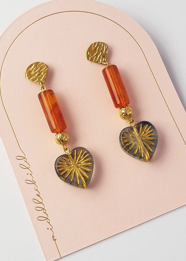 Middle Child Lucky In Love Earrings in Amber