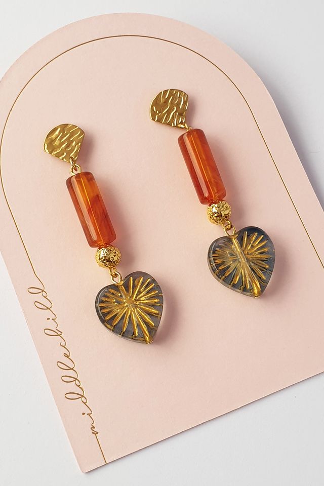 Middle Child Lucky In Love Earrings in Amber