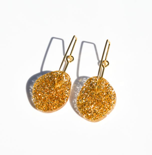 Hagen & Co Luna Earrings in Gold Glitter