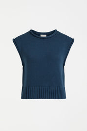Elk Lunel Cotton Vest in Deep Sea Sea Blue