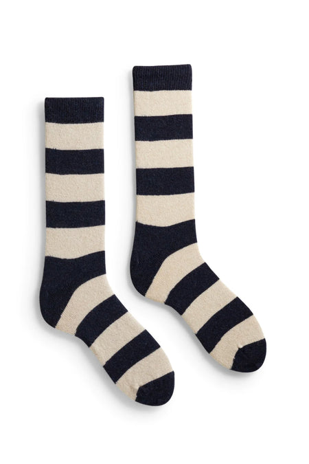 Lisa B Classic Rugby Stripe Mens Wool Cashmere Socks