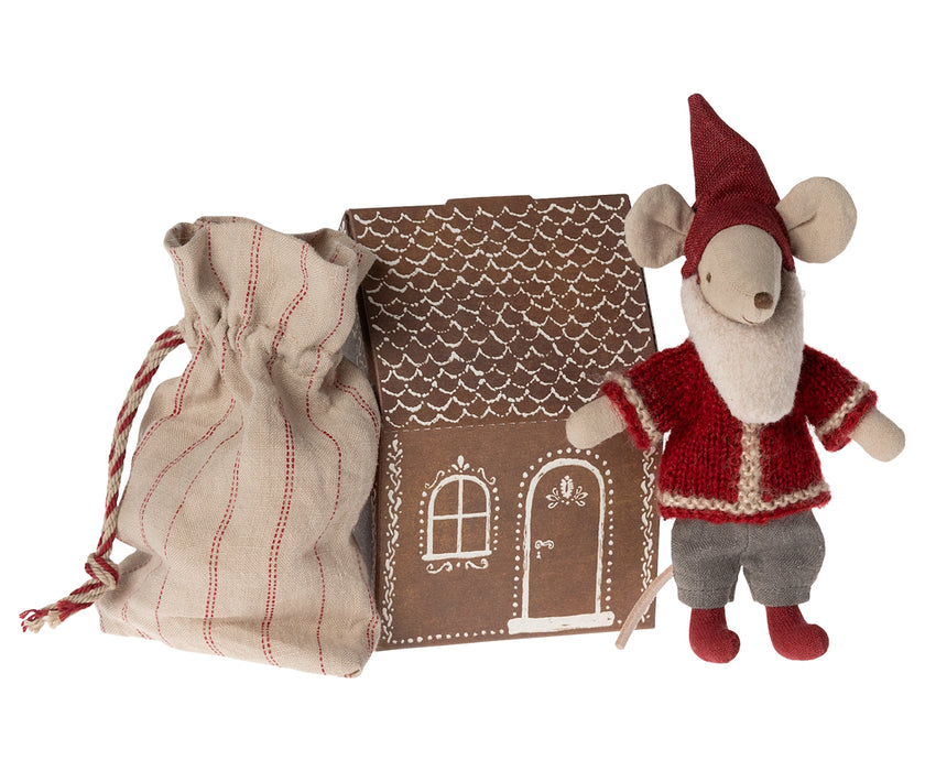 Santa Mouse with Gingerbread House