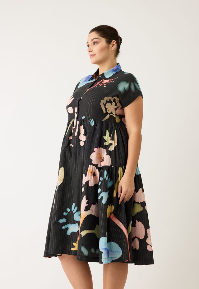 Maja Dress-Watercolour Charcoal