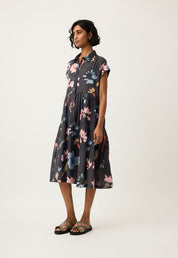 Maja Dress-Watercolour Charcoal