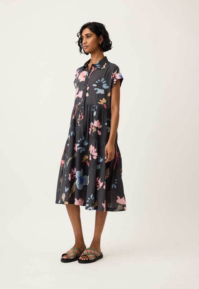 Maja Dress-Watercolour Charcoal