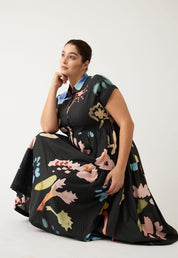 Maja Dress-Watercolour Charcoal