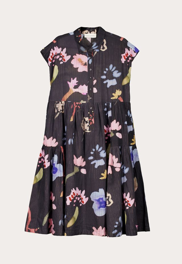 Maja Dress-Watercolour Charcoal
