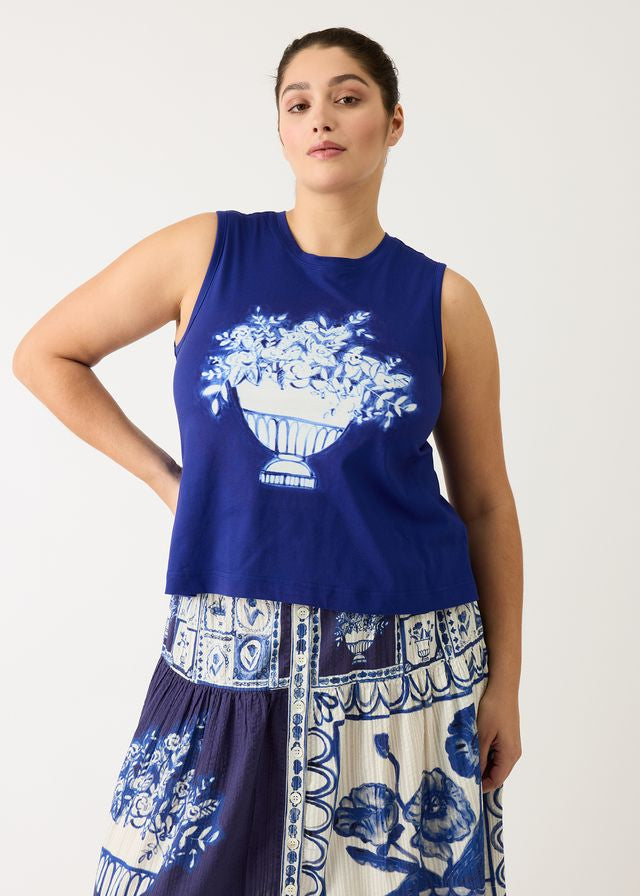 Nancybird Mali Tank Top in Blue Vase Print