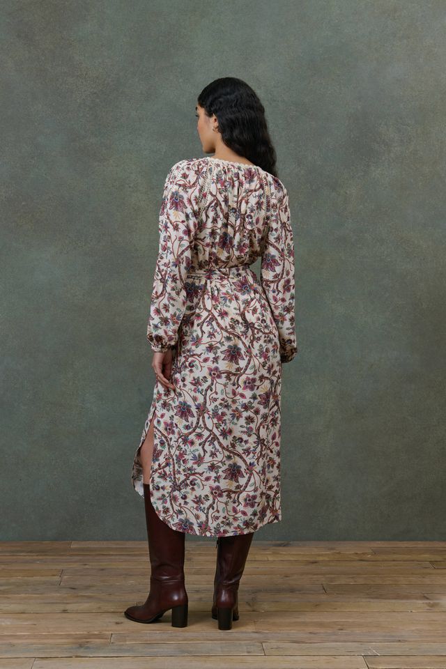 Marti Dress- Cream Bluebell Grove