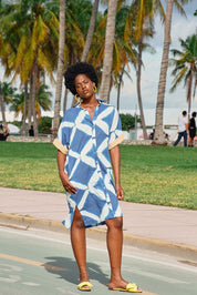 Boom Shankar Maui Shirt Dress in Block Print