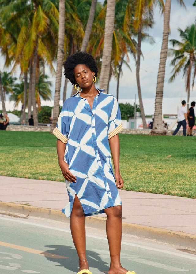 Boom Shankar Maui Shirt Dress in Block Print