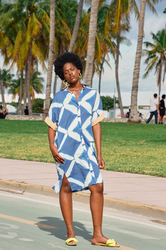 Boom Shankar Maui Shirt Dress in Block Print
