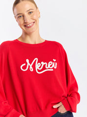Merci Raglan Crew- Red