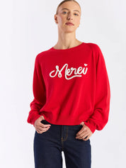 Merci Raglan Crew- Red