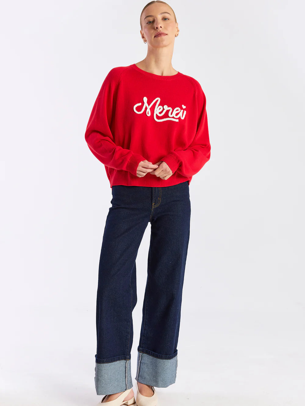 Merci Raglan Crew- Red
